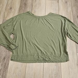 Old Navy Oversized Ribbed Crew Neck Sage Olive Green Long Sleeve Women's Small